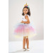 Girl White Birthday Dress And Party Costume With Crown Gift