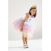 Girl White Birthday Dress And Party Costume With Crown Gift