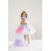 Girl White Birthday Dress And Party Costume With Crown Gift