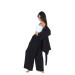 Loungewear Kimono Pants Set Cotton Crepe Muslin Black L,Xl