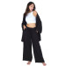 Loungewear Kimono Pants Set Cotton Crepe Muslin Black L,Xl