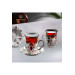 Tea Set Quality 6 Piece Metal Engraved Glass Tea Cup Set