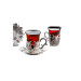 Tea Set Quality 6 Piece Metal Engraved Glass Tea Cup Set