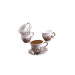 Ahsen Tiryaki Coffee Set Metal Engraved Porcelain Cup Set