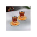 2 Piece Tea Set Metal Embroidered Tray Cup Set For Two