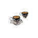 Coffee Set Embroidered Metal Coated Porcelain Cups