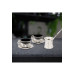 Double Coffee Pot Porcelain Coffee Set For 2 Persons With Copper Embroidery