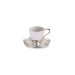 Embroidered Metal Tray And Porcelain Cup Set For 6 People