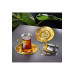 Tea Set 6 Piece Metal Embroidered Cups And Tray Set