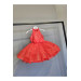 Master Collar Beaded Grainy Red Dress