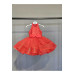 Master Collar Beaded Grainy Red Dress