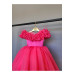 Organza Ruffled Fuchsia Long Dress