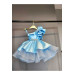 One Shoulder Frilled Waist Accessory Baby Blue Dress