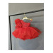 One Shoulder Coloured Beaded Red Dress