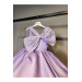 One Shoulder Stone Bow Lilac Dress