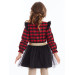 Unicorn Plaid Tulle Christmas Girl Red Dress