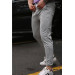 Men Gray Striped Relaxed Fit Tracksuit Bottom Trousers