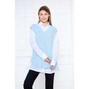 Women's Sweater Long V-Neck Light Blue 32981