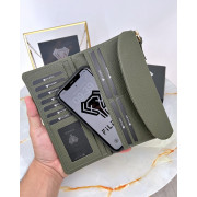 Khaki Wallet Genuine Leather With Phone Compartment