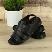 Black Inner-Outer Genuine Leather Men's Sandals