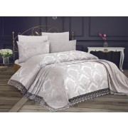 Gray Kure 2 Piece French Lace Single Bedspread/Mattress Set