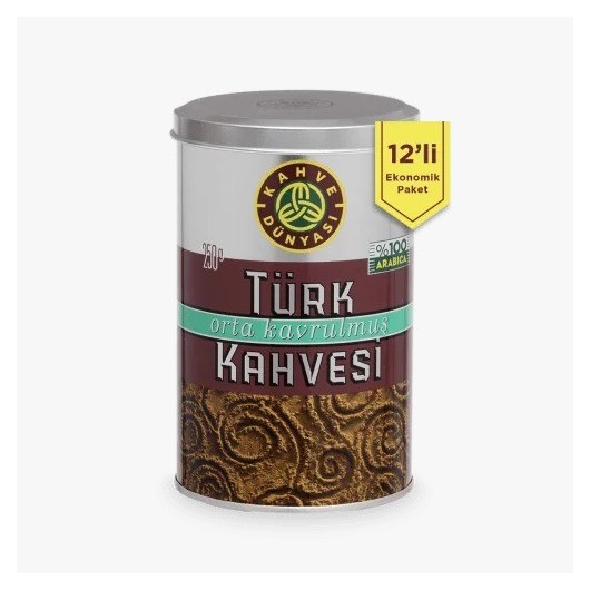 12 عبوة قهوة تركية محمصة وسط 12*250 غرام