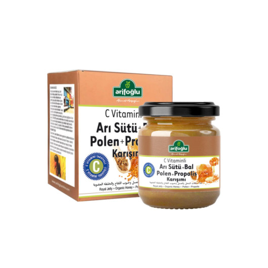 Arifoglu Organic Royal Jelly + Honey + Pollen + Propolis Mixture - 230 Gr