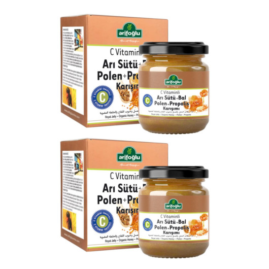Organic Royal Jelly Honey With Pollen 230G + 230G Set Of 2 Arifoğlu
