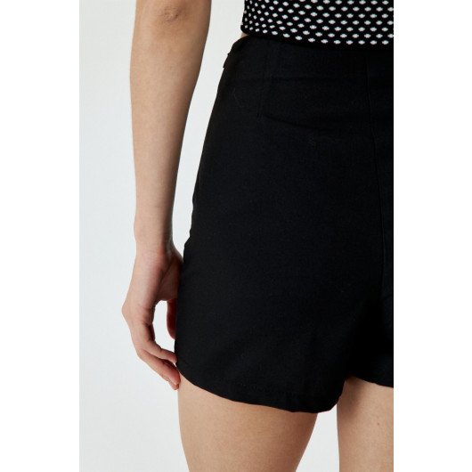 Asymmetric Black Short Skirt
