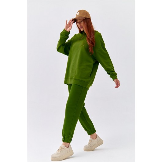 Basic Hoodie Green Women's Sweatshirt