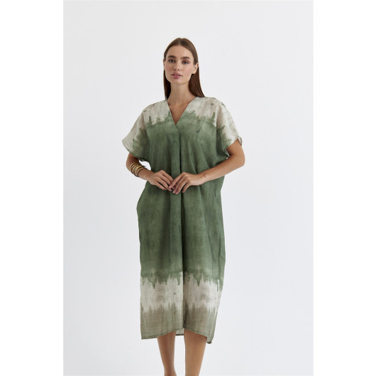 Batik Patterned Green Maxi Dress