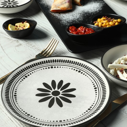 Black Floral Breakfast Set 21 Pieces For 4 People