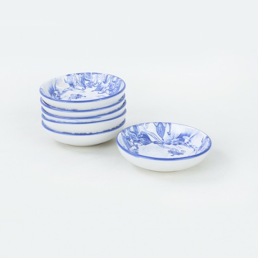Dish For Nuts / Sauce In The Form Of Rings In Blue Ink Color 13 Cm 6 Pieces - 19988/19992