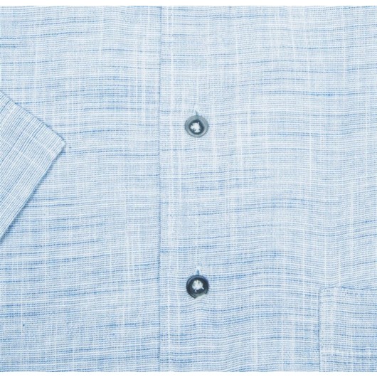 Wide Cut Short Sleeve Ice Blue Men's Shirt