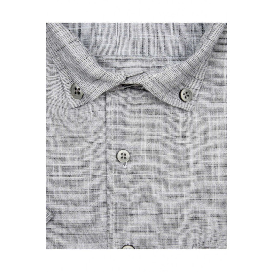 Wide Cut Short Sleeve Gray Men's Shirt