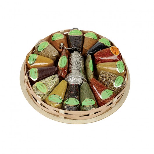 A Large Luxury Turkish Spice Basket With A Spice Grinding Tool