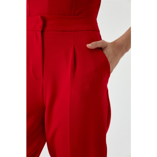 Carrot Fit Red Women's Trousers