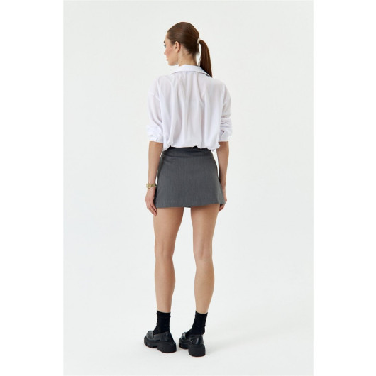 Pocket Detailed Gray Mini Skirt