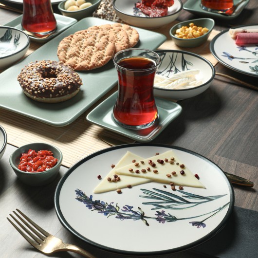 طقم صحون فطور تركية 21 قطعة من كراميكا