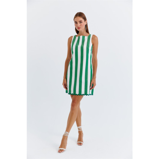 Striped Strap Green Mini Dress