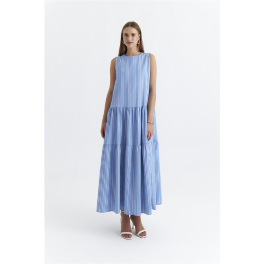 Striped Layered Blue Maxi Dress