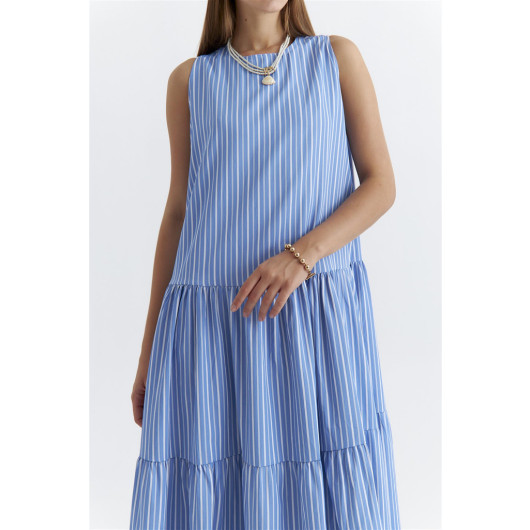 Striped Layered Blue Maxi Dress