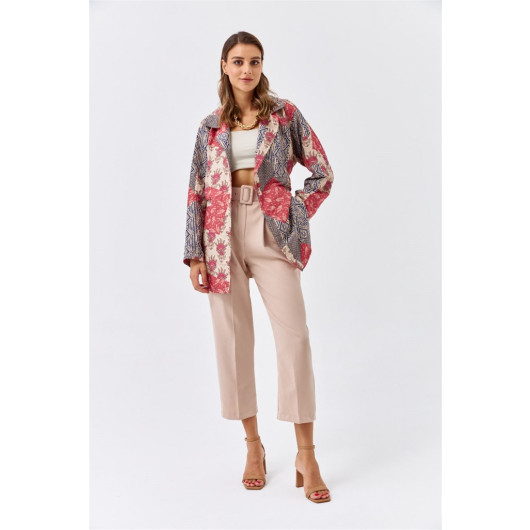 Patterned Quilted Thin Tile Women's Jacket