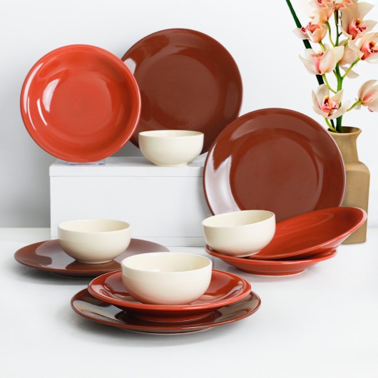 Brown Gradient 12 Pieces Dinnerware Set For 4 Persons - 609 Ege