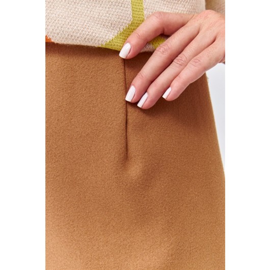 Zippered Mini Cachet Light Brown Skirt