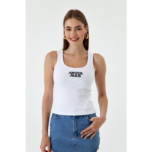 Corded Basic Embroidered White Women's Athlete