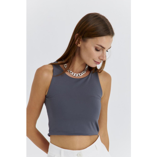 Wide Strap Smoked Crop Top