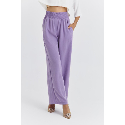 Wide Leg Flowy Lilac Women's Trousers