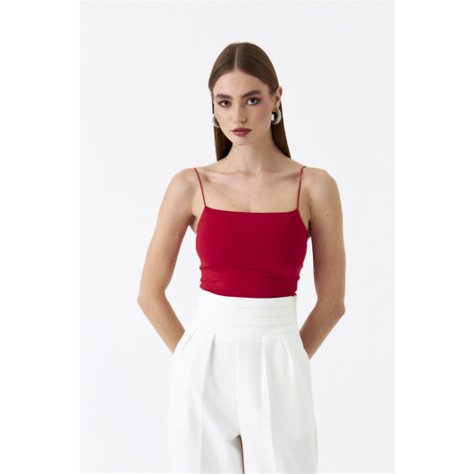 Red Crop Top With Rope Straps
