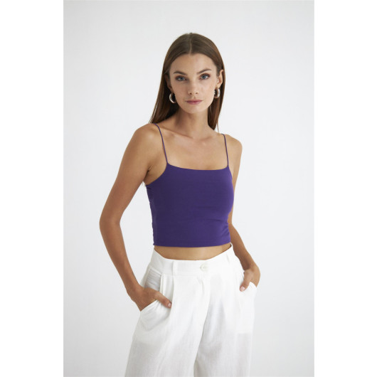 Purple Crop Top With Rope Strap